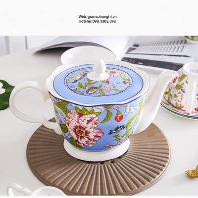 BỘ TÁCH TRÀ CHIM HOA 4 MÀU CAO CẤP